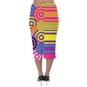 Retro Circles And Stripes Colorful 60s And 70s Style Circles And Stripes Background Velvet Midi Pencil Skirt View2