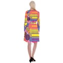 Retro Circles And Stripes Colorful 60s And 70s Style Circles And Stripes Background Long Sleeve Velvet Front Wrap Dress View2