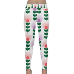 Floral Wallpaer Pattern Bright Bright Colorful Flowers Pattern Wallpaper Background Classic Yoga Leggings by Simbadda