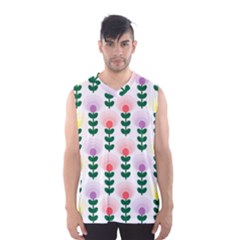 Floral Wallpaer Pattern Bright Bright Colorful Flowers Pattern Wallpaper Background Men s Basketball Tank Top by Simbadda