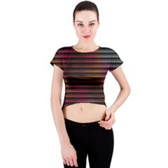 Colorful Venetian Blinds Effect Crew Neck Crop Top by Simbadda