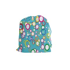 Circles Abstract Color Drawstring Pouches (medium)  by Simbadda