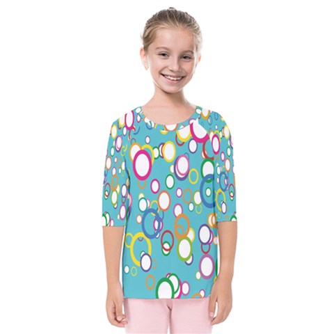 Circles Abstract Color Kids  Quarter Sleeve Raglan Tee by Simbadda