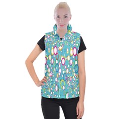 Circles Abstract Color Women s Button Up Puffer Vest