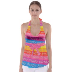 Colorful Happy Birthday Wallpaper Babydoll Tankini Top by Simbadda