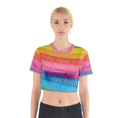 Colorful Happy Birthday Wallpaper Cotton Crop Top by Simbadda