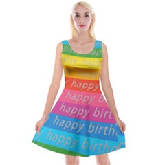 Colorful Happy Birthday Wallpaper Reversible Velvet Sleeveless Dress by Simbadda