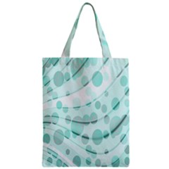 Abstract Background Teal Bubbles Abstract Background Of Waves Curves And Bubbles In Teal Green Zipper Classic Tote Bag by Simbadda