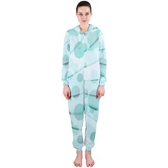 Abstract Background Teal Bubbles Abstract Background Of Waves Curves And Bubbles In Teal Green Hooded Jumpsuit (ladies)  by Simbadda