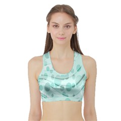 Abstract Background Teal Bubbles Abstract Background Of Waves Curves And Bubbles In Teal Green Sports Bra With Border by Simbadda