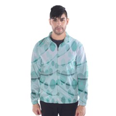 Abstract Background Teal Bubbles Abstract Background Of Waves Curves And Bubbles In Teal Green Wind Breaker (men) by Simbadda