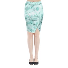 Abstract Background Teal Bubbles Abstract Background Of Waves Curves And Bubbles In Teal Green Midi Wrap Pencil Skirt by Simbadda