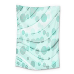 Abstract Background Teal Bubbles Abstract Background Of Waves Curves And Bubbles In Teal Green Small Tapestry by Simbadda