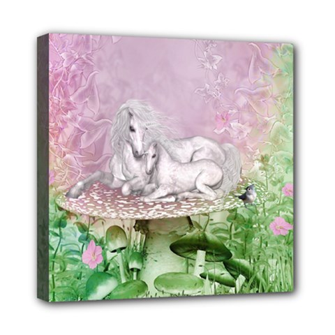 Wonderful Unicorn With Foal On A Mushroom Mini Canvas 8  X 8  by FantasyWorld7