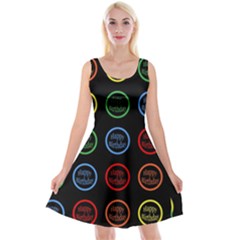 Happy Birthday Colorful Wallpaper Background Reversible Velvet Sleeveless Dress by Simbadda