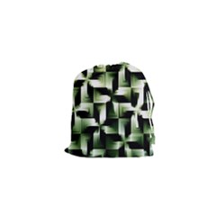 Green Black And White Abstract Background Of Squares Drawstring Pouches (xs)  by Simbadda