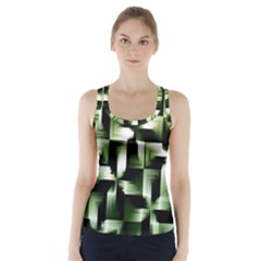 Green Black And White Abstract Background Of Squares Racer Back Sports Top by Simbadda