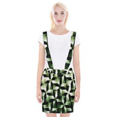 Green Black And White Abstract Background Of Squares Suspender Skirt by Simbadda