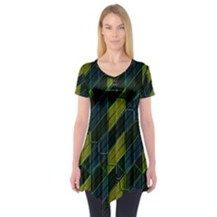 Modern Geometric Seamless Pattern Short Sleeve Tunic  by dflcprintsclothing