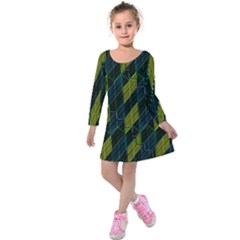 Modern Geometric Seamless Pattern Kids  Long Sleeve Velvet Dress by dflcprintsclothing