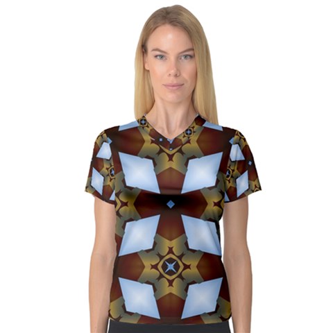 Abstract Seamless Background Pattern Women s V-neck Sport Mesh Tee by Simbadda