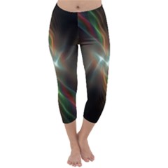 Colorful Waves With Lights Abstract Multicolor Waves With Bright Lights Background Capri Winter Leggings  by Simbadda