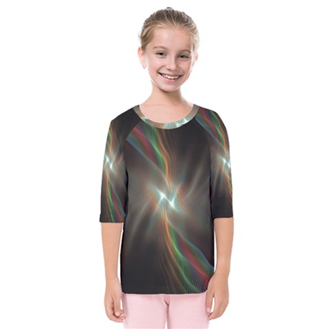 Colorful Waves With Lights Abstract Multicolor Waves With Bright Lights Background Kids  Quarter Sleeve Raglan Tee by Simbadda