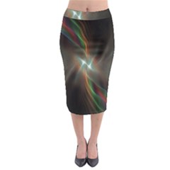 Colorful Waves With Lights Abstract Multicolor Waves With Bright Lights Background Midi Pencil Skirt by Simbadda