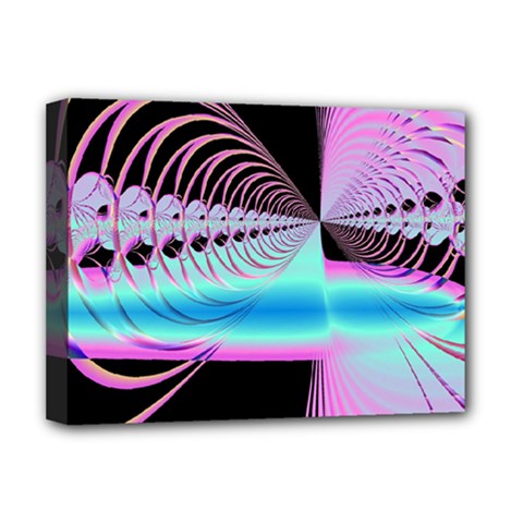 Blue And Pink Swirls And Circles Fractal Deluxe Canvas 16  X 12   by Simbadda