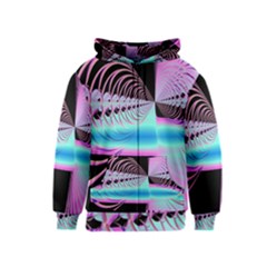 Blue And Pink Swirls And Circles Fractal Kids  Zipper Hoodie by Simbadda