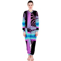 Blue And Pink Swirls And Circles Fractal Onepiece Jumpsuit (ladies)  by Simbadda