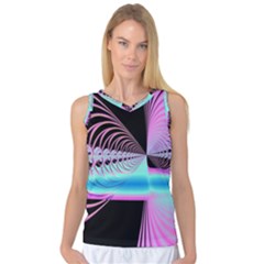 Blue And Pink Swirls And Circles Fractal Women s Basketball Tank Top by Simbadda