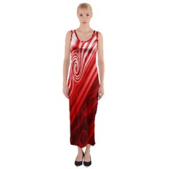 Red Abstract Swirling Pattern Background Wallpaper Fitted Maxi Dress by Simbadda