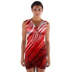 Red Abstract Swirling Pattern Background Wallpaper Wrap Front Bodycon Dress by Simbadda