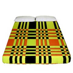 Yellow Orange And Black Background Plaid Like Background Of Halloween Colors Orange Yellow And Black Fitted Sheet (queen Size) by Simbadda