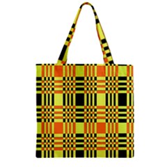 Yellow Orange And Black Background Plaid Like Background Of Halloween Colors Orange Yellow And Black Zipper Grocery Tote Bag by Simbadda