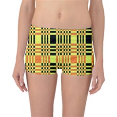 Yellow Orange And Black Background Plaid Like Background Of Halloween Colors Orange Yellow And Black Boyleg Bikini Bottoms by Simbadda