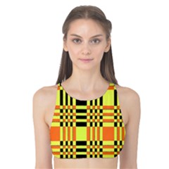 Yellow Orange And Black Background Plaid Like Background Of Halloween Colors Orange Yellow And Black Tank Bikini Top by Simbadda