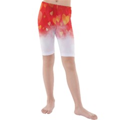 Abstract Love Heart Design Kids  Mid Length Swim Shorts by Simbadda