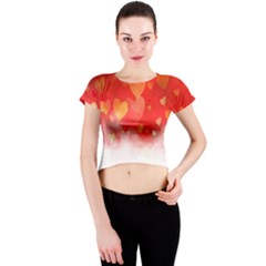 Abstract Love Heart Design Crew Neck Crop Top by Simbadda