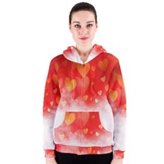 Abstract Love Heart Design Women s Zipper Hoodie by Simbadda