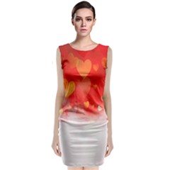 Abstract Love Heart Design Sleeveless Velvet Midi Dress