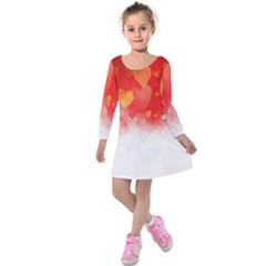 Abstract Love Heart Design Kids  Long Sleeve Velvet Dress by Simbadda