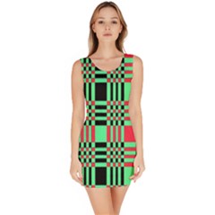 Bright Christmas Abstract Background Christmas Colors Of Red Green And Black Make Up This Abstract Sleeveless Bodycon Dress by Simbadda