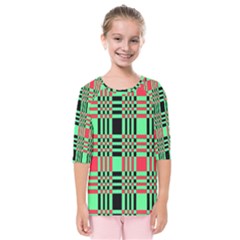 Bright Christmas Abstract Background Christmas Colors Of Red Green And Black Make Up This Abstract Kids  Quarter Sleeve Raglan Tee