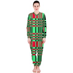 Bright Christmas Abstract Background Christmas Colors Of Red Green And Black Make Up This Abstract OnePiece Jumpsuit (Ladies) 