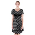 Chrome Abstract Pile Of Chrome Chairs Detail Short Sleeve V-neck Flare Dress View1