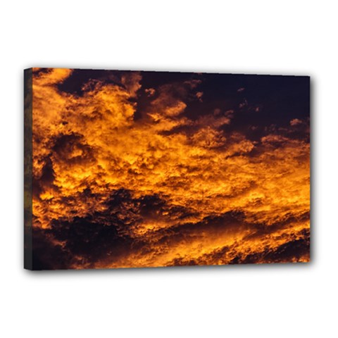 Abstract Orange Black Sunset Clouds Canvas 18  X 12  by Simbadda