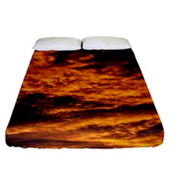 Abstract Orange Black Sunset Clouds Fitted Sheet (king Size) by Simbadda