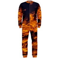 Abstract Orange Black Sunset Clouds Onepiece Jumpsuit (men)  by Simbadda